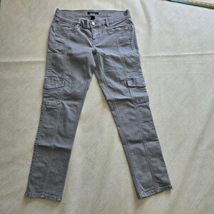 White House Black Market Grey Cargo Pants woman's size 4R Slim Ankle